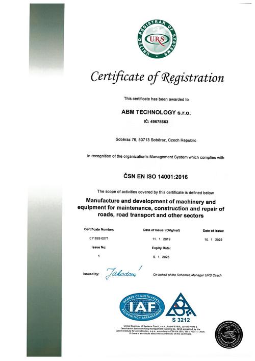 Certifikát ISO 9001 EN